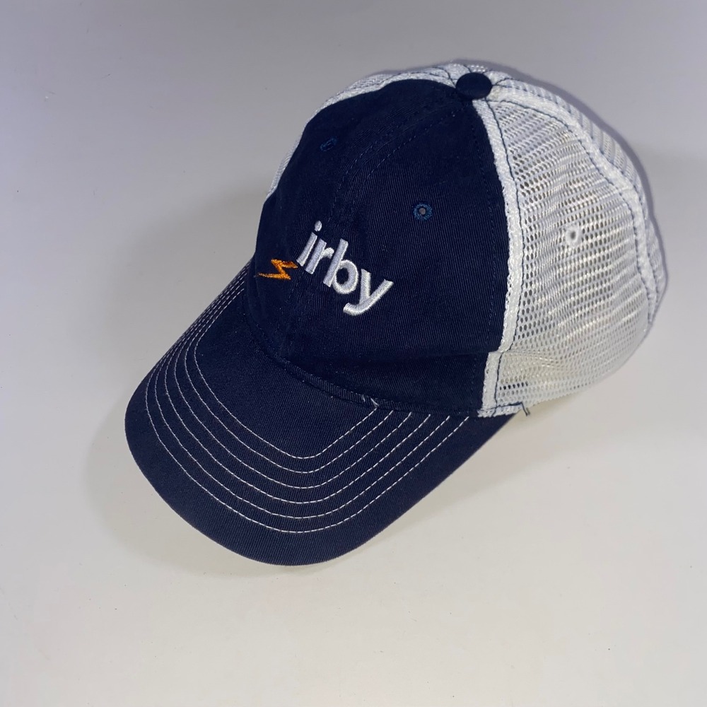 Geiger Irby Navy Blue White Mesh Back Trucker Hat Adjustable Baseball Cap